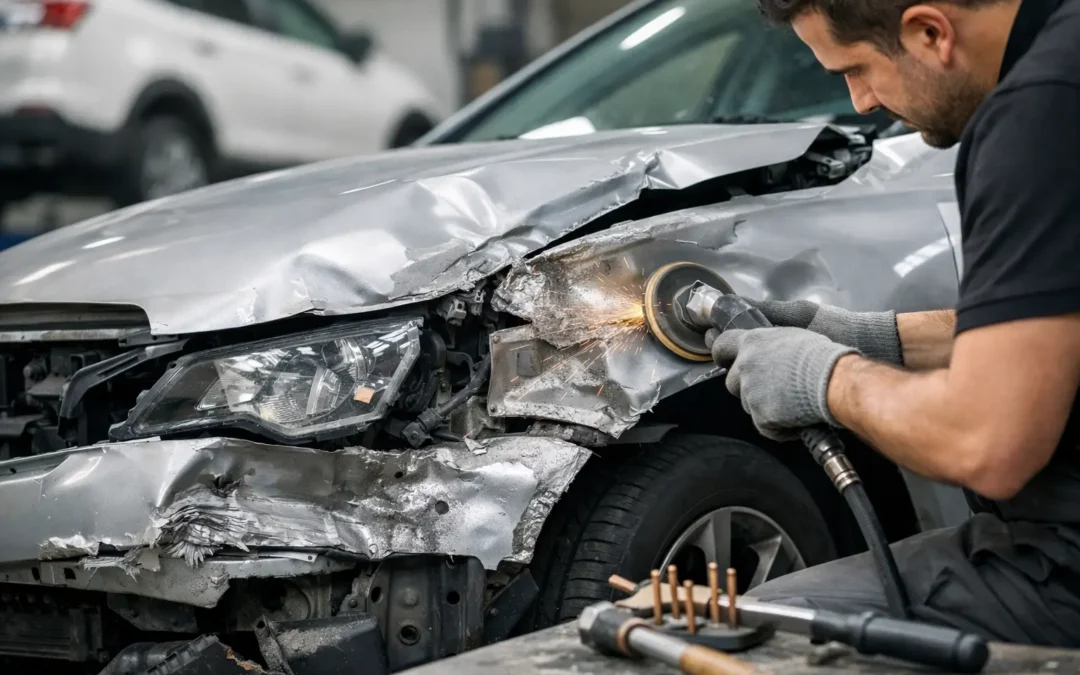 Reparații de tinichigerie după un accident auto
